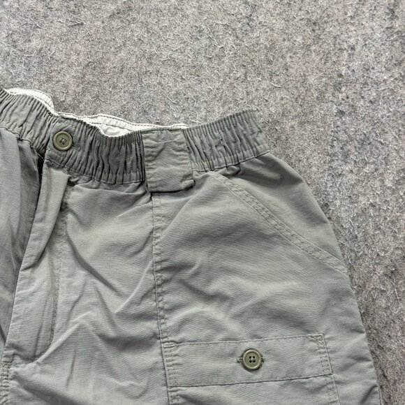 AFTCO Shorts Men 32 Green Nylon Cargo Elastic 8" M01 Original Fishing b118 - Picture 3 of 14